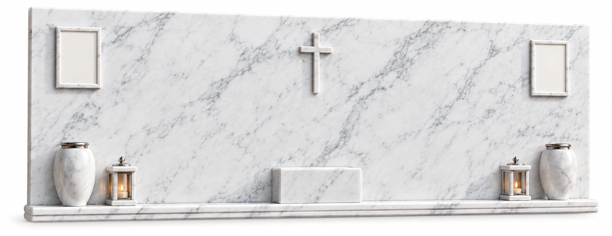 Epitaffio doppio semplice con mensola in marmo Bianco Carrara CD