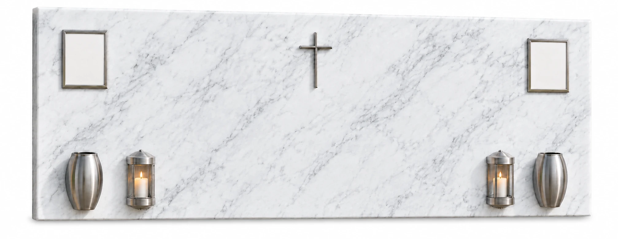 Epitaffio doppio semplice in marmo Bianco Carrara CD