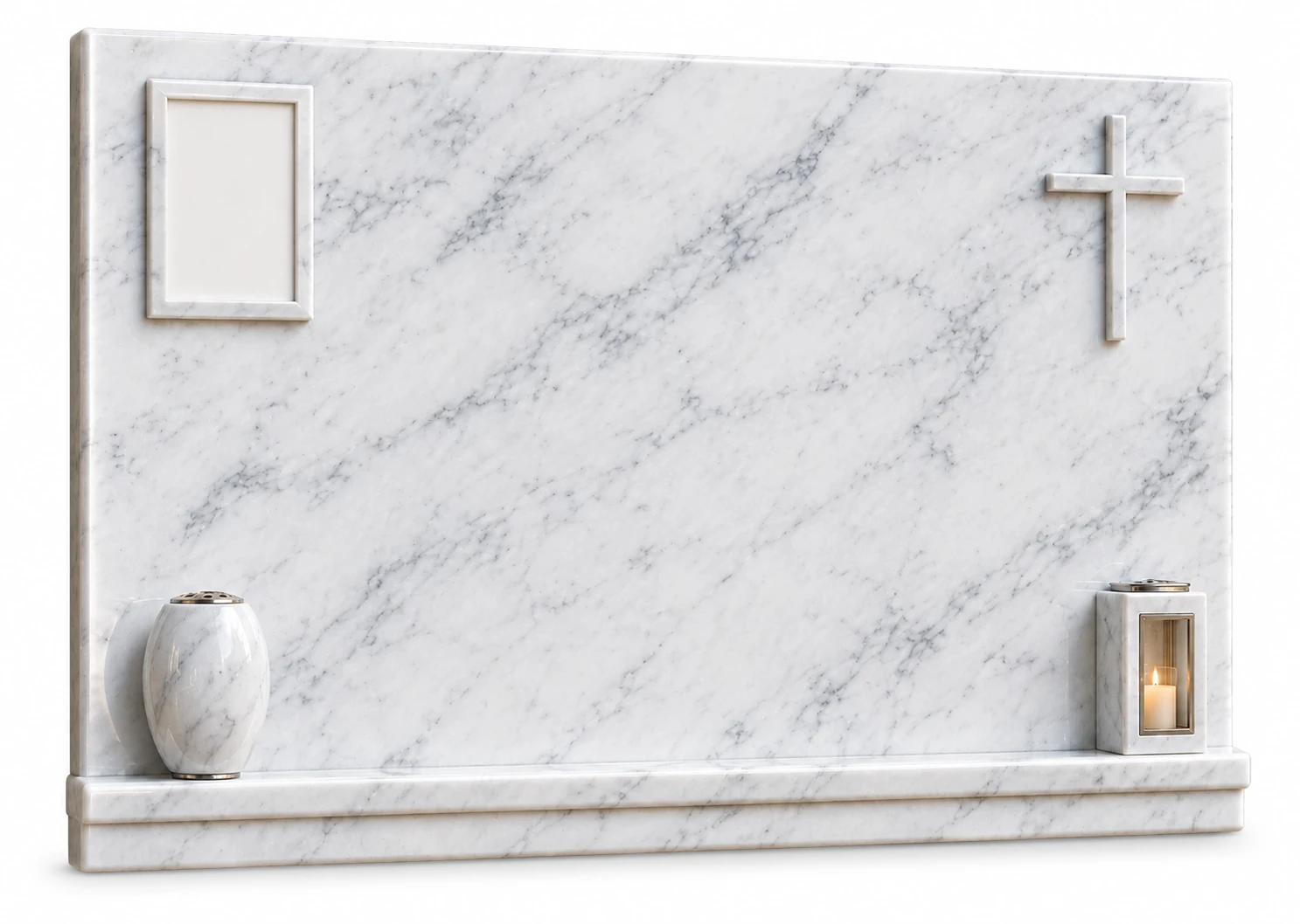 Epitaffio con mensola in marmo Bianco Carrara CD