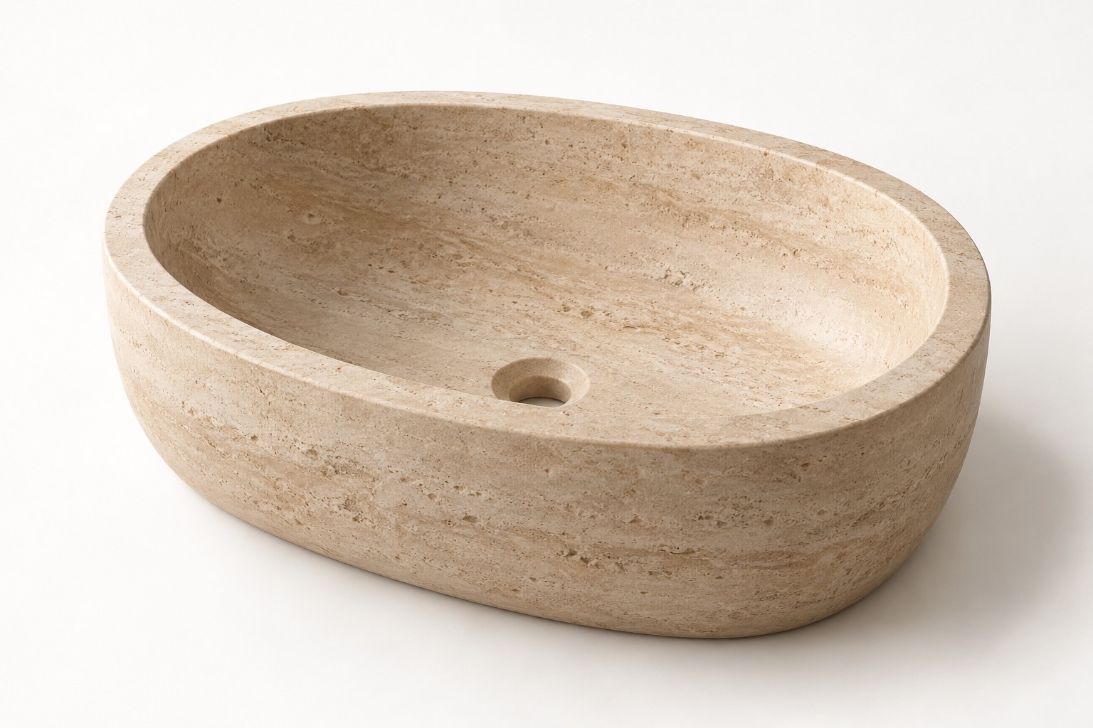 Lavello a massello: Ovale · Travertino classico